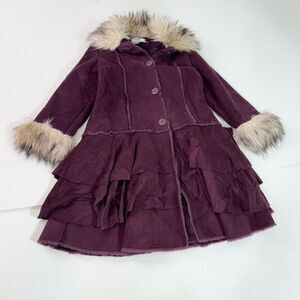 VTG American Widgeon Coat Womens 10 Penny Lane Faux Fur Suede Purple Vampire